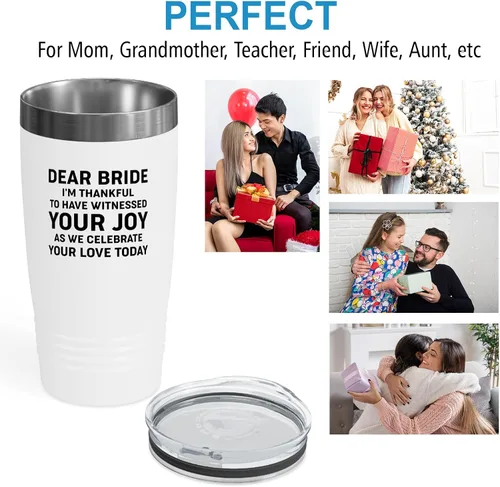 Vista 5 de Bride Gift from Officiant Tumbler 20oz White -Witnessed Joy - Bridal Shower Bride To Be Bachelorette Party Newlywed Wedding Officiant Brother