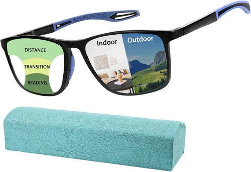 Vista 9 de K.LAVER Gafas de lectura fotocrómicas progresivas multifocales con bloqueo de luz azul, lentes de sol multifocales con bisagra de resorte