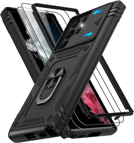 Vista 274 de Gritup Funda para Google Pixel 6 con cubierta deslizante para cámara y protector de pantalla (2 unidades), soporte de anillo giratorio 360°, funda