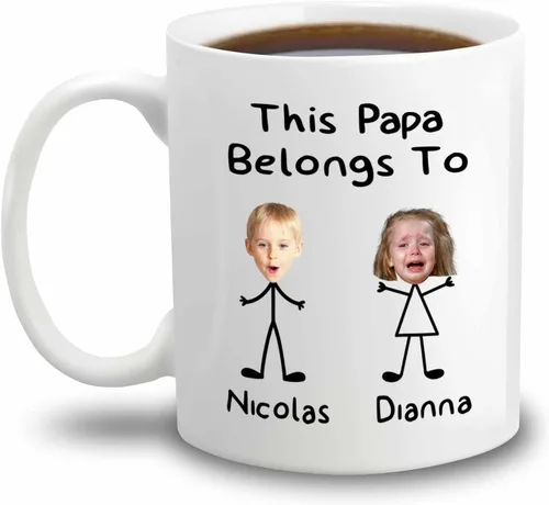 Vista 13 de Taza de regalo para abuelo, taza de café blanca con foto personalizada para nietos, regalo para el día del padre, papá, abuelo, abuelo, taza de café