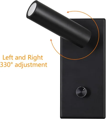 Vista 3 de Lámpara de luz de lectura montada en la pared, interruptor de atenuación física, encendido/apagado/atenuación LED de 5 W, blanco cálido, 3000 K
