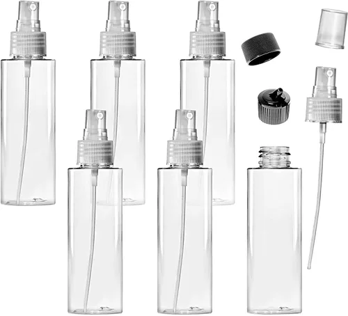 Vista 10 de VViViD Botellas vacías de plástico transparente sin BPA de 4 onzas con tapa giratoria, tapa de pulverización de niebla y tapa de boquilla abatible