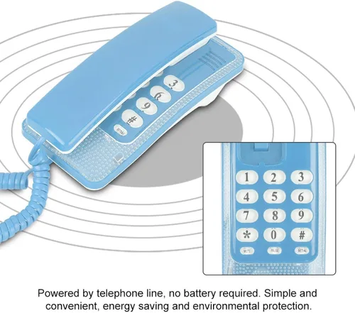 Vista 5 de Mini teléfono de pared, teléfono fijo retro para montar en la pared con función de flash y función de silencio de llamada, interfaz RJ45 alimentada