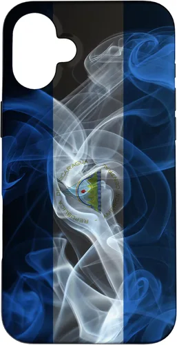Vista 22 de iPhone 13 Pro Max Smoky Nicaragua Flag - Funda de orgullo nicaragüense estilo humo