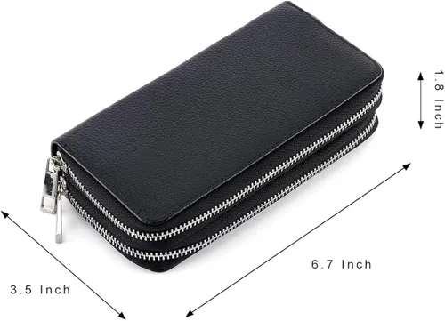 Vista 4 de Abberry Cartera de pulsera con doble cremallera para mujeres, mujeres y niñas