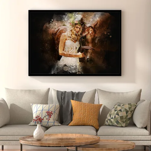 Vista 8 de Awesometik Pintura de acuarela personalizada de foto con fondo oscuro, impresión de ilustración de boda, obra de arte personalizada, lienzo y póster