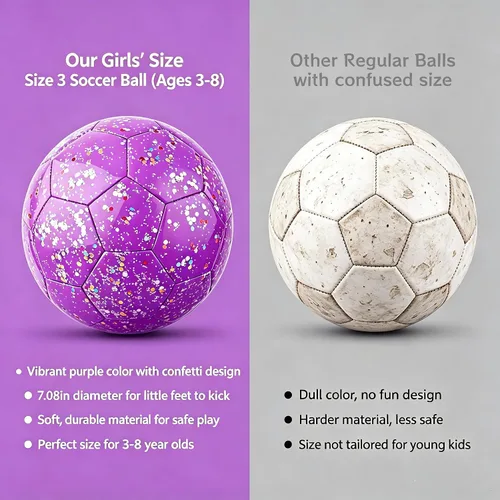 Vista 3 de Soccer Balls Size 3, Sparkle Soccer Ball for Girls Kids 3-8 4-6 6-8 Glitter Outdoors Sports Recreation Playing Ball for Birthday Easter Soccer Gifts