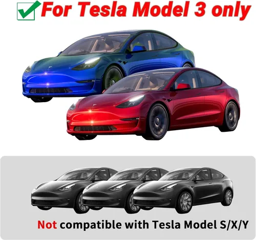Vista 5 de Accesorios de emblema para Tesla Model 3 Logo Sticker 2023 2022-2017 Model 3 Calcomanías (negro)