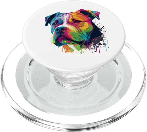 Vista 7 de Colorido Bulldog americano American Bully para hombres y mujeres, PopSockets intercambiables PopGrip