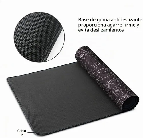 Vista 4 de Keepcute - Alfombrilla de escritorio topográfica negra, alfombrilla grande para mouse para juegos de 35.4 x 15.7 pulgadas