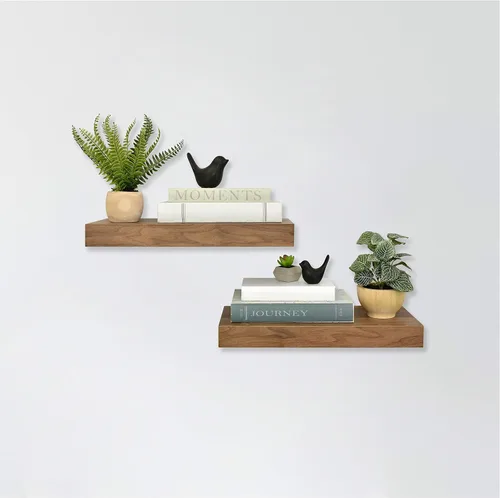 Vista 27 de MCS Estantes flotantes de grano de madera natural, 12 x 4 pulgadas, juego de 2, 12 x 4 pulgadas