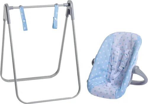 Vista 2 de JC Toys - Para mantener el tiempo de juego Columpio 2 en 1 para muñeca bebé y portador portátil para muñecas de hasta 18" Edades 3+ Azul