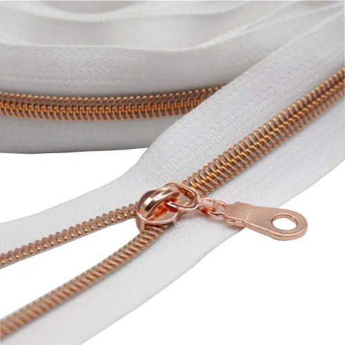 Vista 35 de YaHoGa #5 Cremalleras metálicas de nailon color latón antiguo de The Yard Bulk Cinta beige de 10 yardas con 25 unidades de tiradores para costura