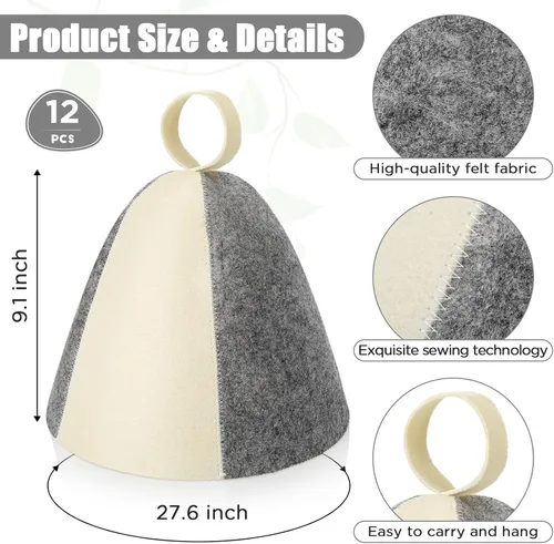 Vista 2 de Jiuguva Sauna Hat Wool Felt Banya Cap for Women Spa