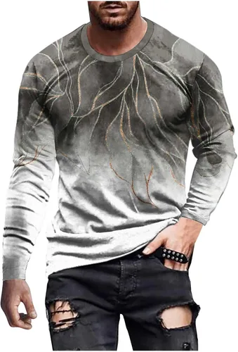 Vista 7 de Camisetas de diseñador para hombre, diseño de moda, estampado gráfico 3D, manga larga, casual, para entrenamiento, tallas grandes, para otoño