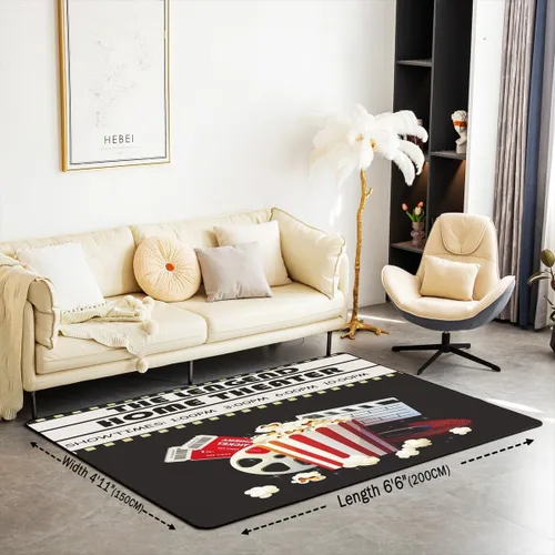 Vista 2 de jejeloiu Juego de alfombras de sala de estar, decoración de cine y noche, juego de alfombras de área de 3 x 5 con palomitas de maíz para interiores