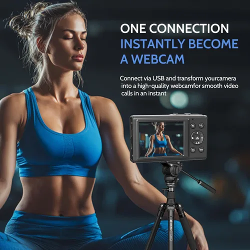 Vista 6 de Cámara digital 5K, cámara de doble pantalla con zoom digital de 18X, cámara compacta de vlogging para adolescentes, paquete de regalo