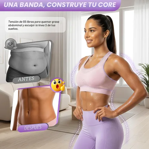 Vista 3 de Pedal Resistance Band with Handle Upgraded 55LBS Exercise Resistance Bands for Core, Abs, Legs, Glutes, Arms, Strength, Physical Therapy, Pilates