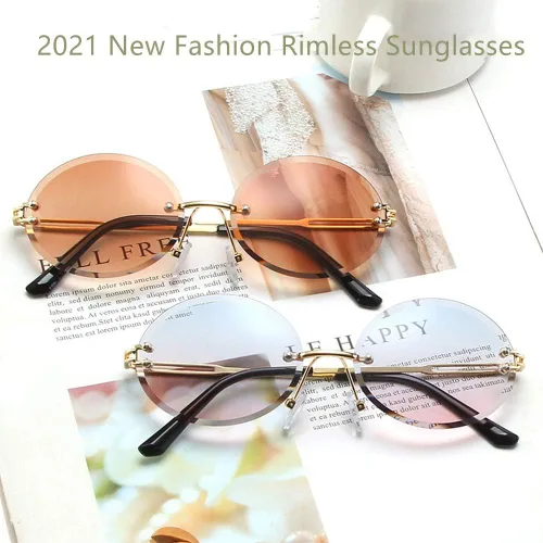 Vista 5 de LASPOR Gafas de sol ovaladas retro para mujeres y hombres a la moda vintage de metal dorado sin marco lentes tintados protección UV400