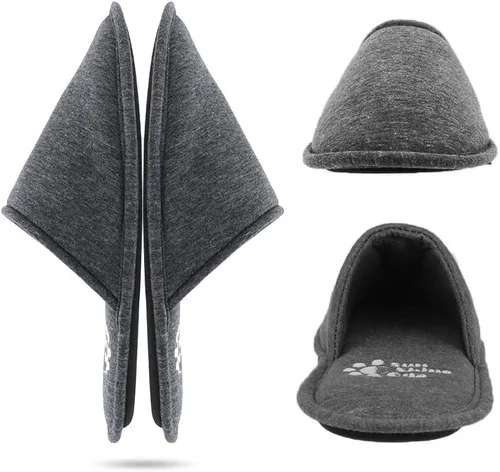 Vista 2 de Sunshine Code Pantuflas lavables de algodón de espuma viscoelástica para hombre con bolsa de viaje a juego para el hogar, hotel, spa, dormitorio