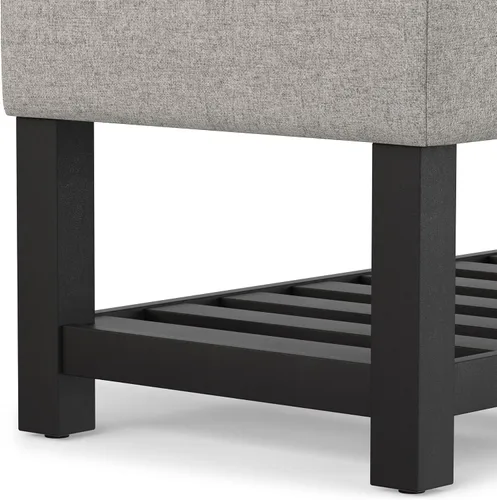 Vista 9 de SIMPLIHOME Cosmopolitan - Otomana rectangular con aspecto de lino de 44 Cloud gris