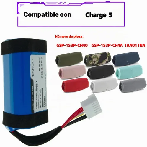 Vista 2 de Batería de repuesto de batería de carga de 10000 mAh 5 para altavoz inalámbrico Bluetooth Charge 5, se adapta a parte no GSP-1S3P-CH4A GSP-1S3P-CH40