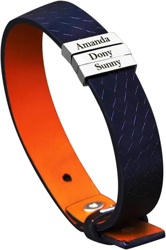 Vista 58 de Pulseras de cuero personalizadas para hombre con 1-6 nombres, pulsera trenzada personalizada con cuentas para papá, marido, día del padre, San