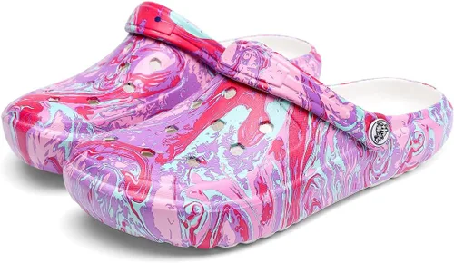 Vista 8 de Zuecos de mujer con estampado tie-dye, ligeros, de jardín, fáciles de poner, baratos, zapatillas/sandalias/zapatos para el agua