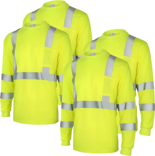 Vista 10 de Amylove 4 piezas de camisa de seguridad de manga larga reflectante de alta visibilidad, camisas de trabajo de construcción para hombres y mujeres