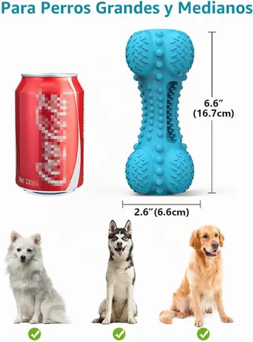 Vista 6 de SCHITEC - Juguete masticable para perros con sonido, hueso de goma natural resistente y duradero con cepillo de dientes, indestructible