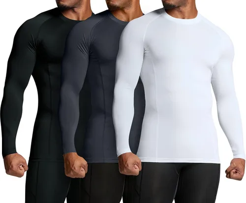 Vista 2 de ATHLIO - Paquete de 1 o 3 camisetas de compresión de manga larga con protección FPU 50+ para hombre, camiseta de protección para deportes acuáticos