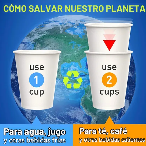 Vista 6 de Vasos de papel de 12 oz – Tazas de papel de café blanco para té agua y cacao (50 unidades)
