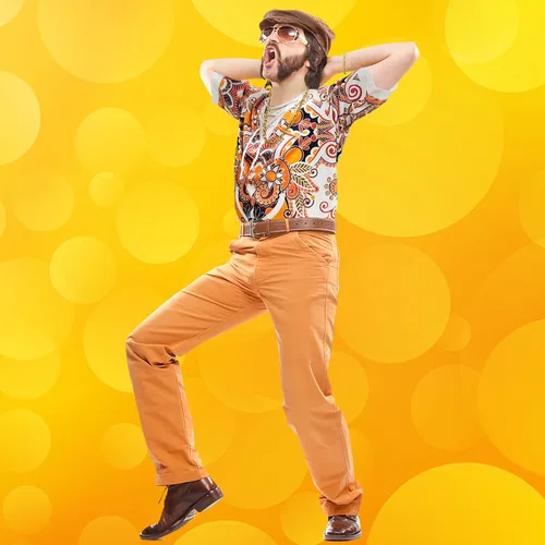 Vista 2 de MRYUWB Hippie Hombres 70s y 80s Disco Ropa Camisas Playa Cordón Impreso Manga Corta 5 Piezas Disco Tema Fiesta