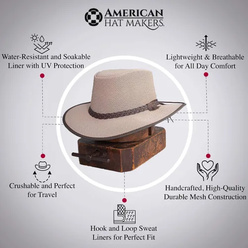 Vista 2 de American Hat Makers Soaker Hat Sombrero de malla para el sol para hombre y mujer