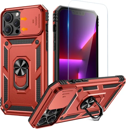 Vista 29 de Goton Funda para iPhone 14 Plus con Protector de Pantalla - Funda con Cubierta Deslizante para Cámara con Soporte de Anillo, Resistente de Grado