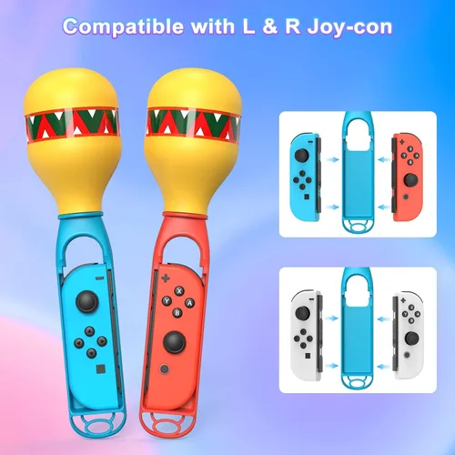 Vista 2 de Fastsnail Sand Hammer Hand Grip for Nintendo SwitchSwitch OLED, Game Controller Grips with Wrist Straps and Sticker for Switch Joycon, Detachable