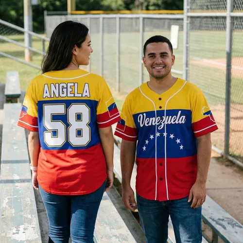 Vista 2 de Camiseta de béisbol personalizada de Venezuela - Camisetas deportivas personalizadas del orgullo Veneka con número de nombre, camisas de Beisbol