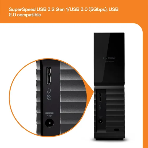 Vista 6 de Western Digital - Disco duro externo My Book de 4 TB para escritorio, USB 3.0, disco duro externo con protección por contraseña y software
