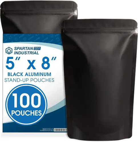 Vista 20 de Spartan Industrial Bolsas de Mylar de Pie de 3.5" X 5.5" Negro Mate - 100 Bolsas Pequeñas a Prueba de Olores con Apertura Termosellable y Cremallera