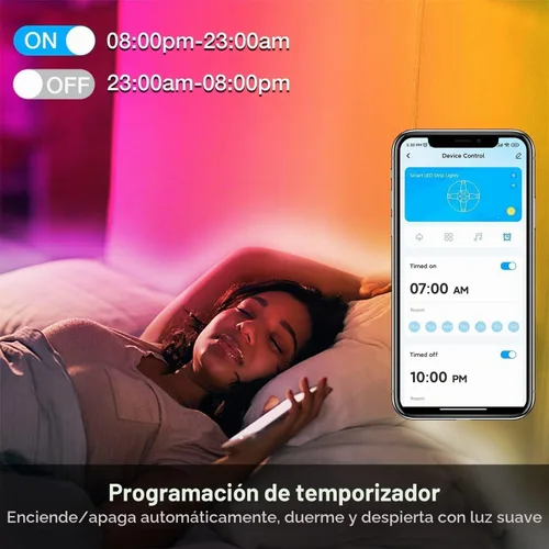 Vista 5 de DAYBETTER Luces LED inteligentes WiFi, tira de luces LED RGB de 25 pies compatibles con Alexa y Google Assistant, control remoto por voz