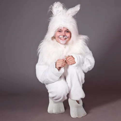 Vista 7 de Zapatos de conejo de Pascua para adultos zapatos de pies de conejo pantuflas de disfraz blanco pies de dibujos animados para adultos Blanco