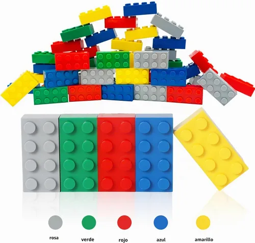 Vista 2 de Bloque de construcción multicolor, 121 piezas de 2 x 4, compatible con bloques de construcción clásicos, juguetes creativos de bloques