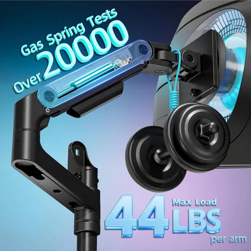 Vista 3 de ARES WING Soporte de pared para monitor doble para pantallas ultraanchas de 17 a 49 pulgadas, brazo de monitor de montaje en pared resistente