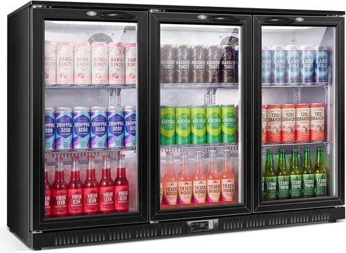 Vista 13 de 35.42" W Commercial Under Counter Beverage Refrigerator, 2 Glass Door Back Bar Cooler, Built-in/Freestanding 7.4Cuft Drink Fridge with LED Light