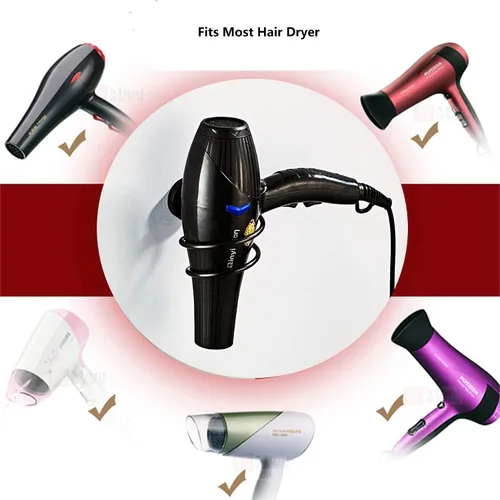 Vista 6 de Soporte para secador de pelo acero inoxidable cromado (negro)