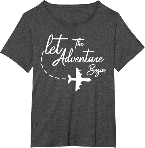 Vista 23 de Let The Adventure Begin - Camiseta inspiradora en modo de viaje en avión, Negro, S
