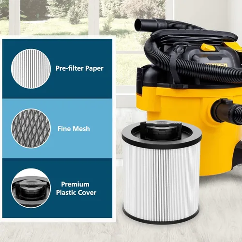 Vista 3 de DXVC6910 - Filtro de cartucho de repuesto compatible con aspiradora DeWalt DXV06P DXV09P DXV10P DXV10PL DXV10SA DXV12P DXV14P DXV16P para aspiradora