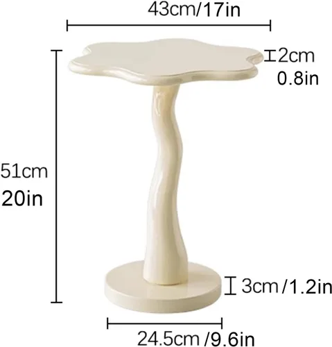 Vista 2 de HM&DX Mesa auxiliar de madera con forma de flor, elegante mesa de centro para sofá pequeño con pedestal redondo, mesa auxiliar moderna