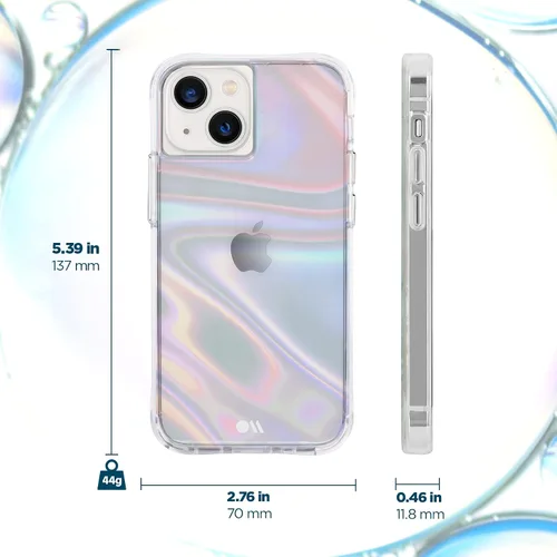 Vista 8 de Case-Mate - Funda Soap Bubble para iPhone 13 Mini con diseño iridiscente, protección contra caídas de 10 pies, 5.4 pulgadas