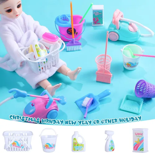 Vista 4 de 22 Piezas de Mini Suministros de Limpieza para Casa de Muñecas en Miniatura, Accesorios para Casa de Muñecas, Accesorios de Decoración de Muebles